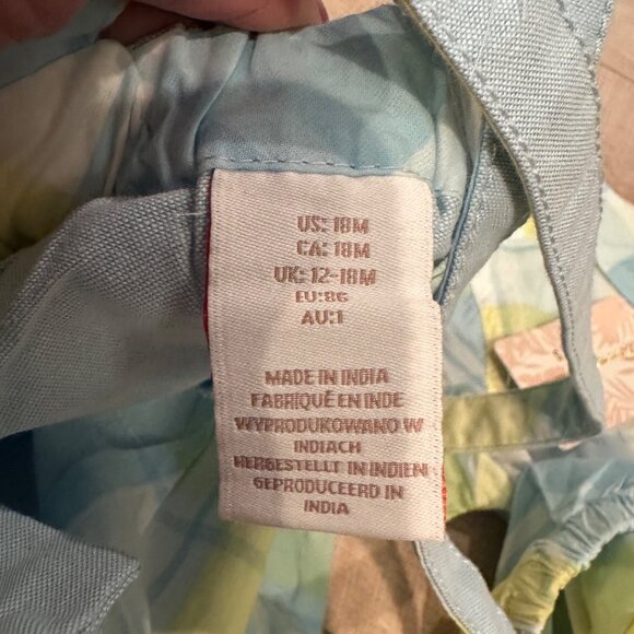 TOMMY BAHAHMA KIDS BOYS YELLOW AND BLUE OVERALL OUTFIT NEW 12-18 MONTH - Picture 7 of 8